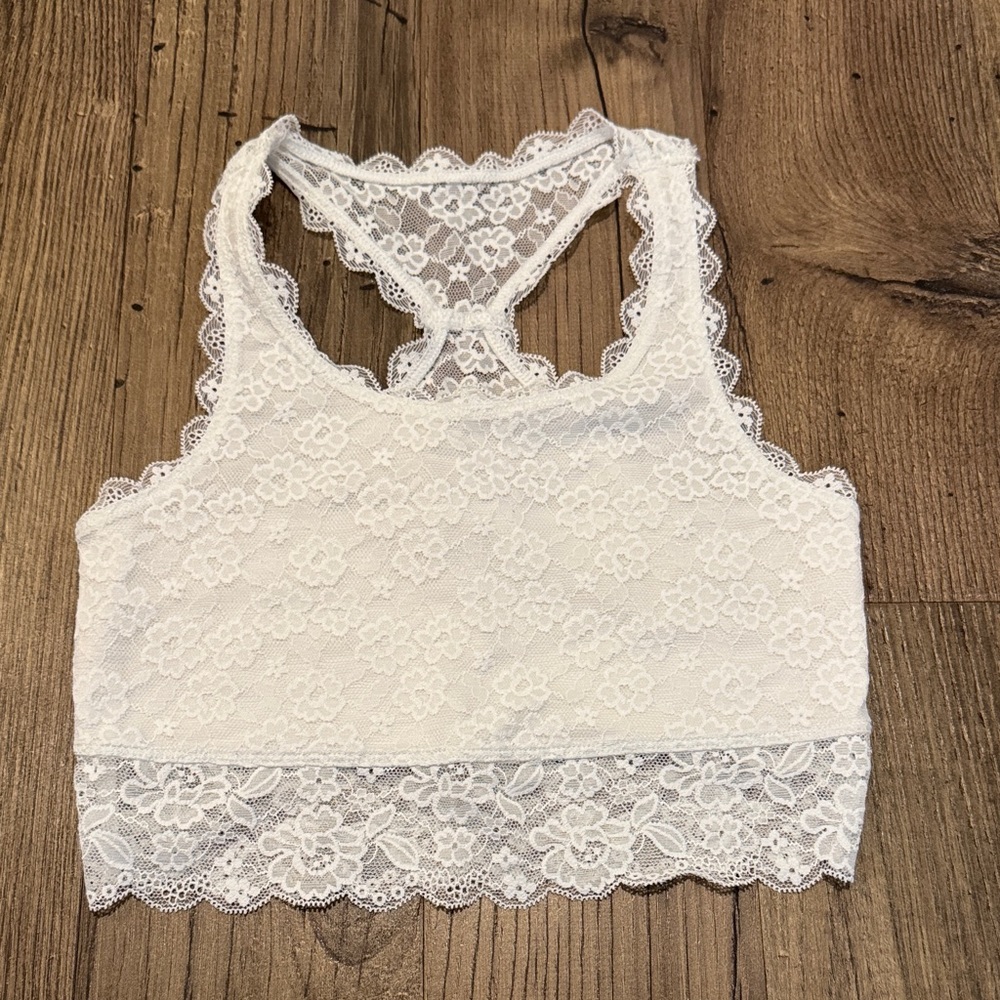 NWOT abercrombie kids White Lace Bralette - Size 11/12